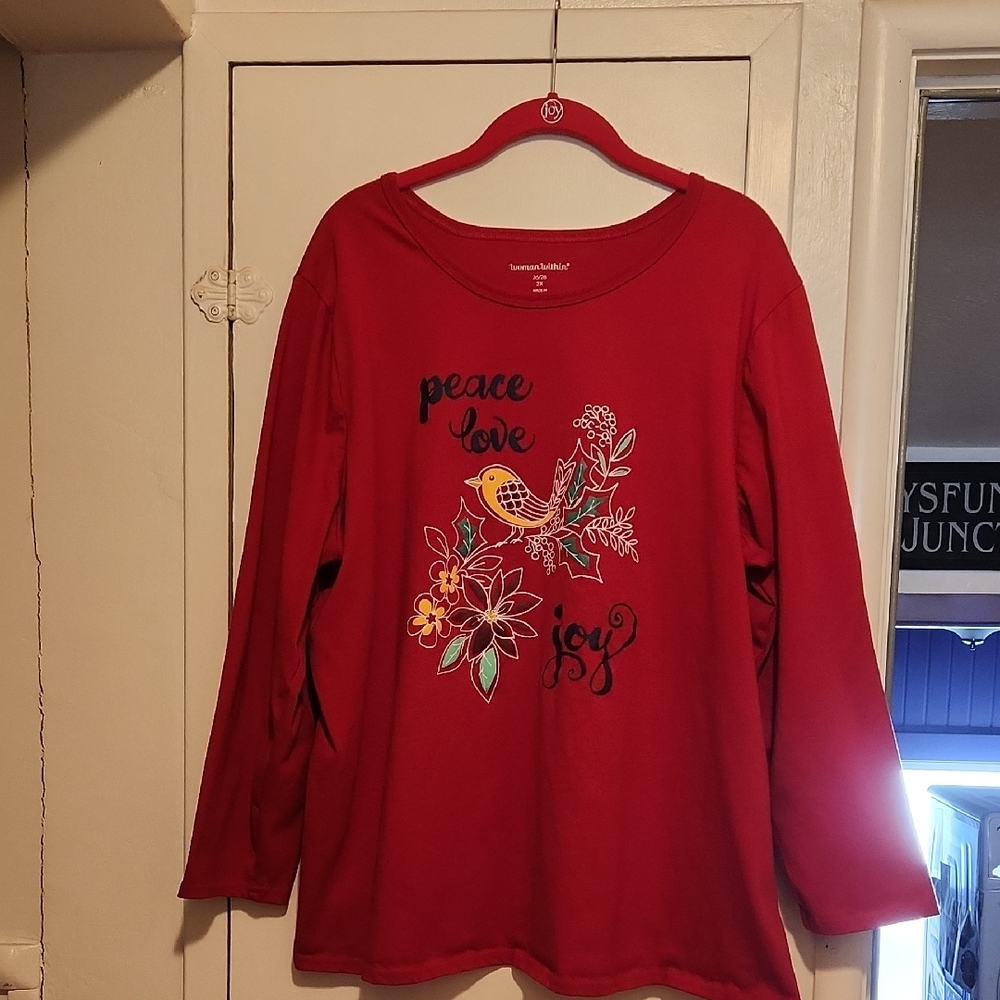 🔥Woman Within Bright Red Knit Top - 2X